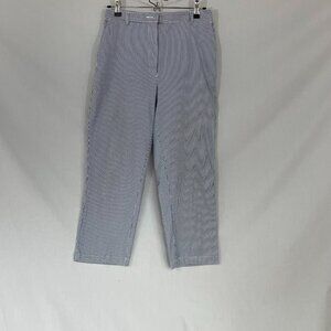 Lands' End High-Rise Straight Leg Blue and White Pinstriped Pants Size 10